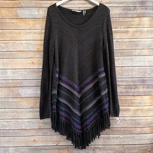 Soft Surroundings Sweater Women’s Size Large Foley Fringe Wool Blend Pullover